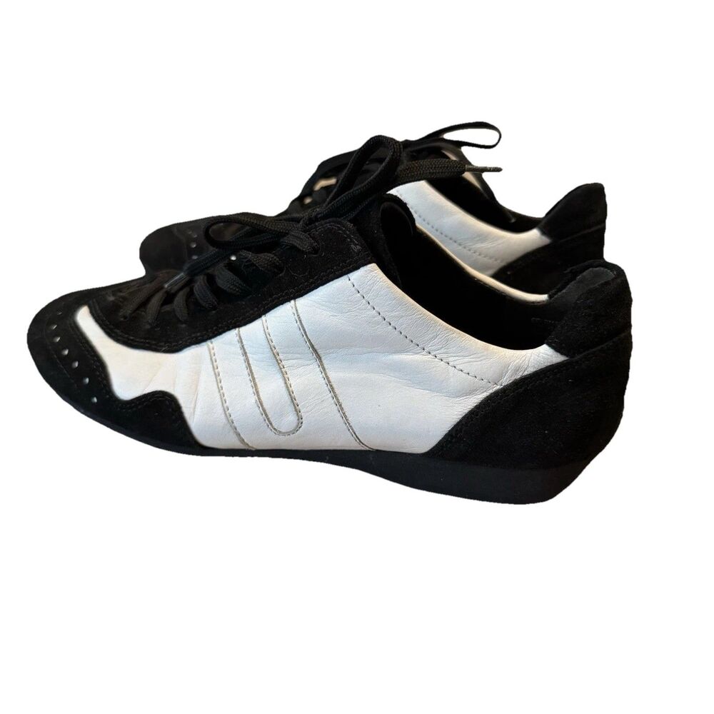 Paul Green Munich Leather Suede Sneakers Black White Size 3 EU 35.5